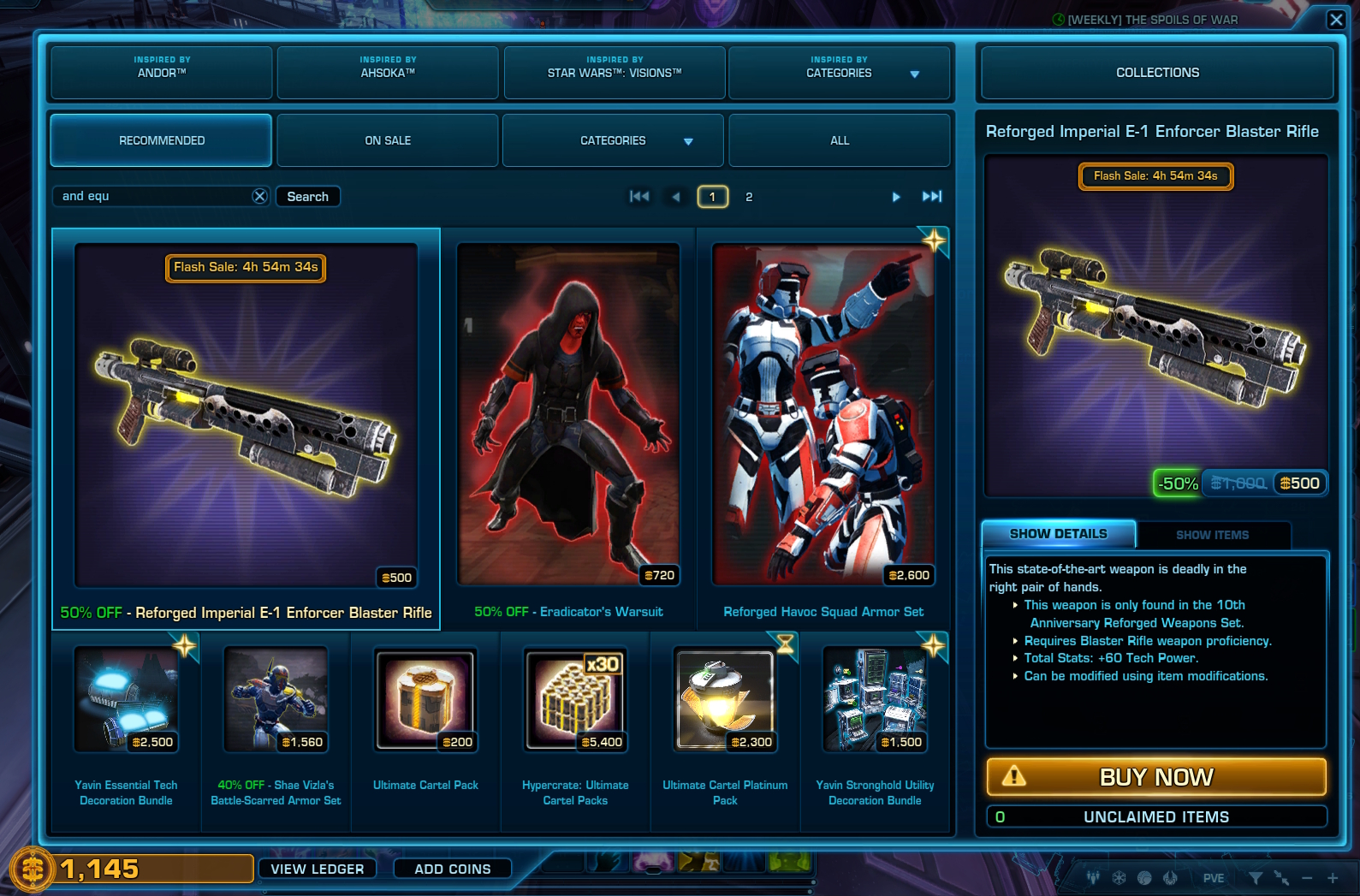 A screenshot showing the Cartel Market interface.