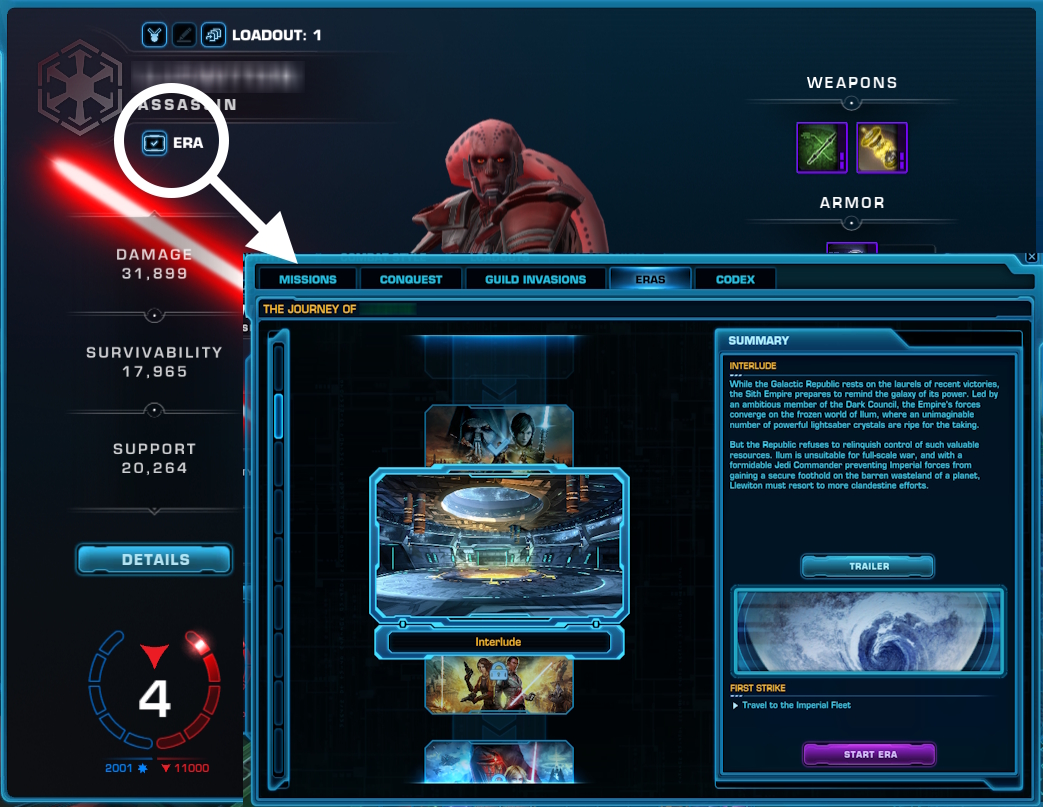 A diagram showing the location of the new Eras window.
