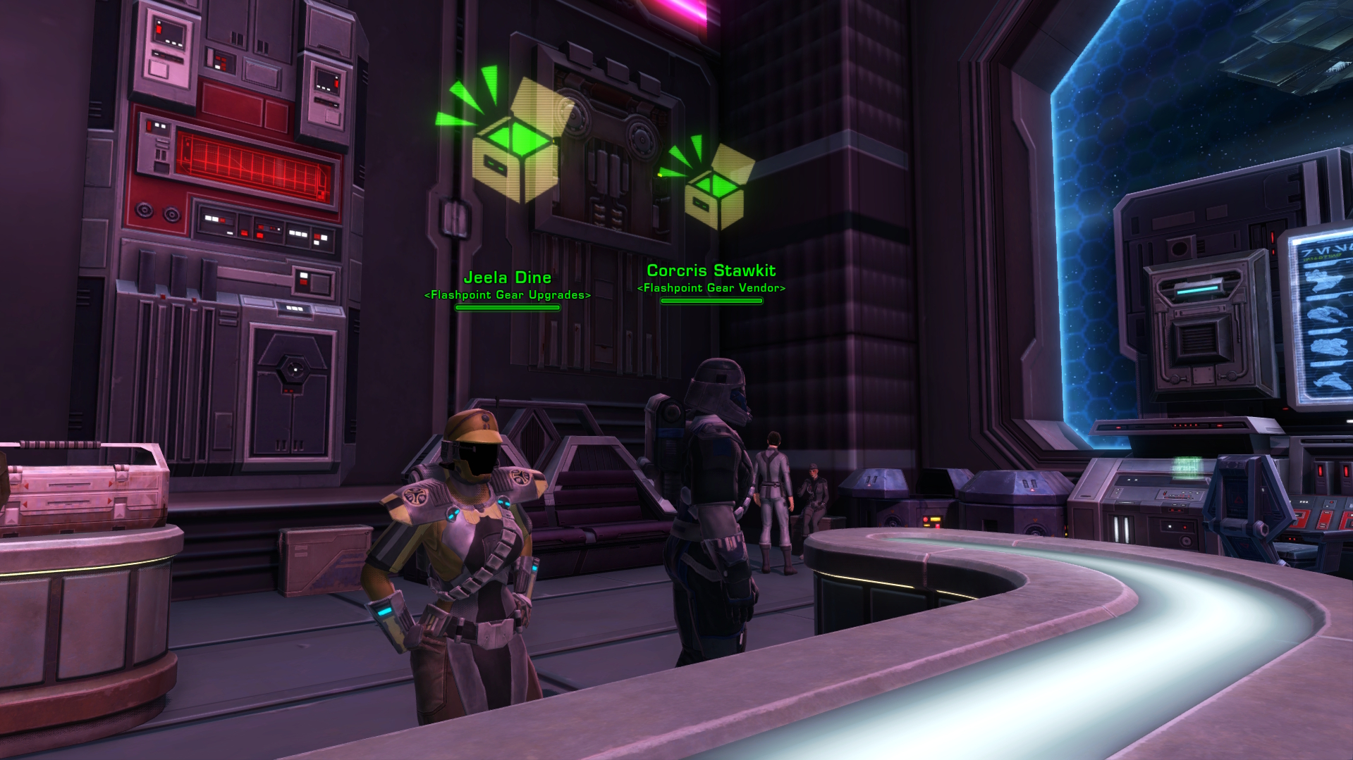 Location of the Flashpoint Gear Vendors in the Supplies section of the Fleet.